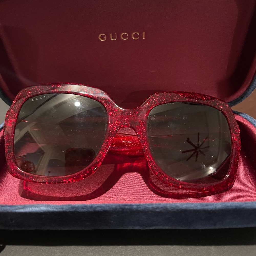 Gucci Red Oversized Square Sunglasses